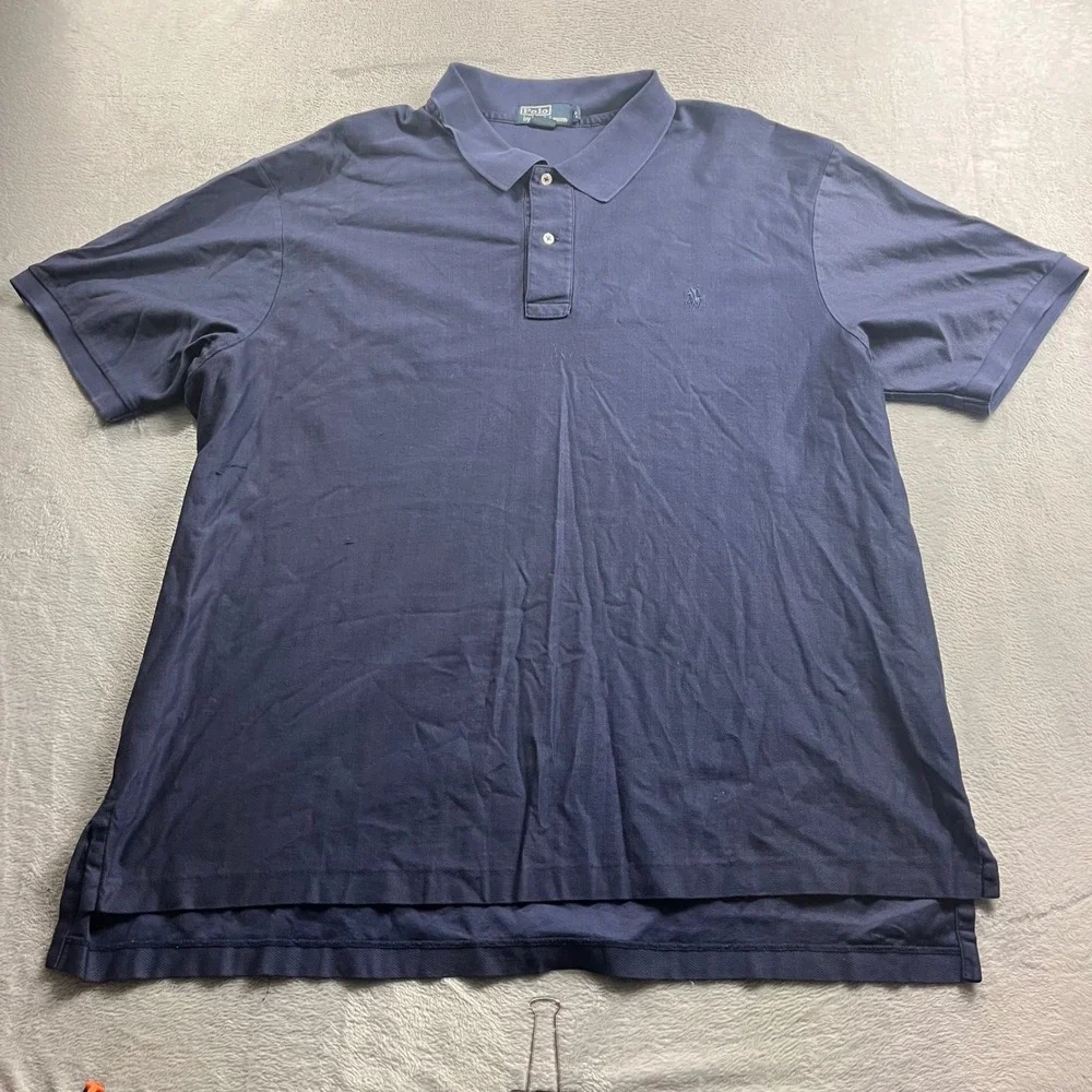 Polo Ralph Lauren Mens‎ 3XB Big Navy Blue Herringbone Short Sleeve Polo Shirt